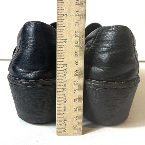 BOC Born Concept Womens Size 10 M Black Tooled Leather Slip On Wedge Clogs Shoes - Picture 8 of 11